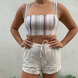 Multi-stripe Tie Back Crop